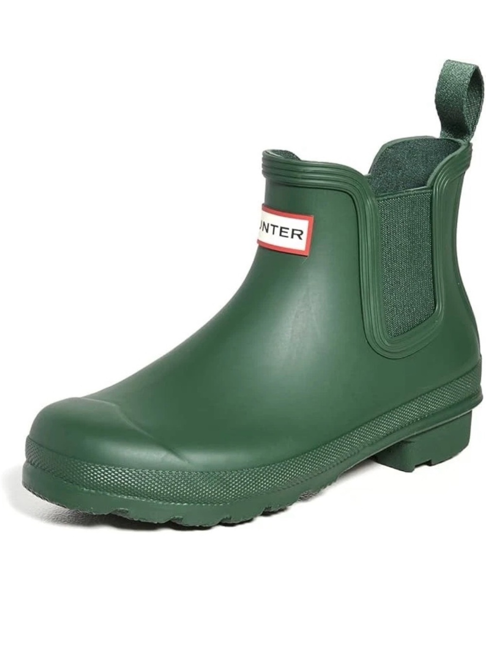 Hunter Short Chelsea Rain Boots in Dark Green with Red Logo Accent size 10 new - Picture 4 of 5